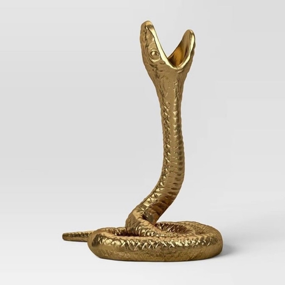 Single Snake Taper Candle Holder Aluminum Gold - Threshold Studio McGee